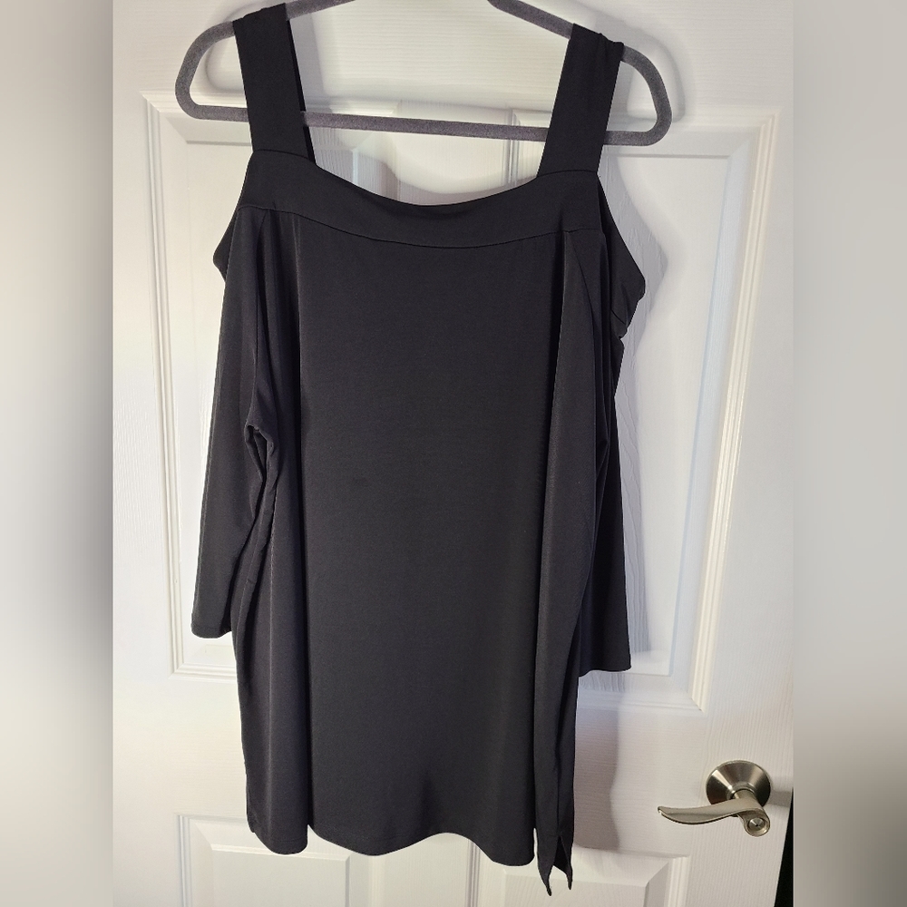 Woman Within plus size black cold shoulder blouse size 22/24